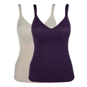 Rhonda Shear 2 Pack Molded Cup Cami Tank Top Size Medium Gray Wineberry Purple - Picture 1 of 11