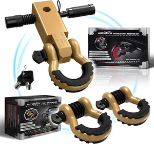 2" Inch Tow Shackle Hitch Receiver 3/4 D Ring Shackle Recovery Kit Tow Hook SUV - Picture 1 of 28
