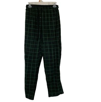 Green Plaid Flannel Drawstring Sleepwear Lounge Pants Men’s Size Small Pockets - Image 1 of 4