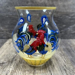 Lenox Farmhouse Style Painted Clear Glass Rooster Vase Decorative Collectible - Picture 1 of 11