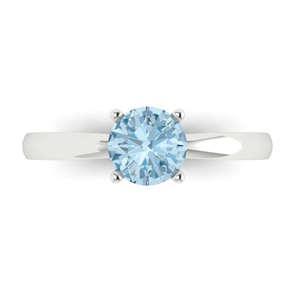 1 cttw Swiss Blue Topaz Solitaire Gold Ring for Women - Anniversary Gift - Image 1 of 1