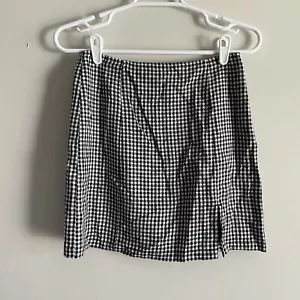 Glassons Women 8 Black White Gingham Linen Blend High Rise Mini Skirt NWT - Picture 1 of 8