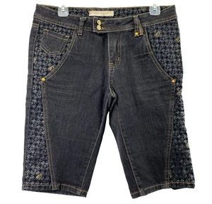 G Unit Company Bermuda Shorts Junior 11 Dark Wash Denim Gold Rhinestones Pockets - Picture 1 of 16