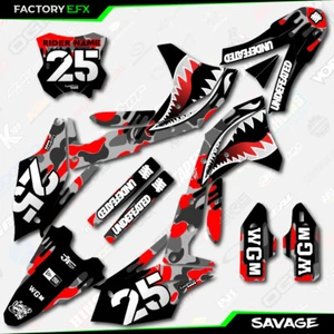 Gray & Red Savage Camo Graphics Kit fits 17-20 Kawasaki KXF250 KXF 250 Decals - Foto 1 di 5