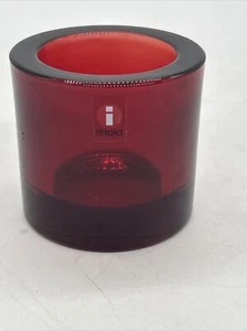 IITTALA GLASS "KIVI" candle holder votive FINLAND MARIMEKKO Heikki Orvola RED - Picture 1 of 4