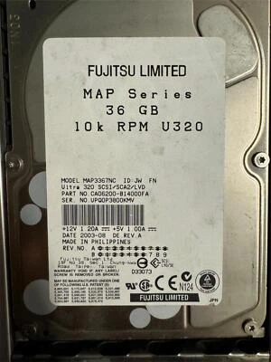 Fujitsu CA06200-B14000FA 36GB 10k U320 SCSI Hard Drive Model MAP3367NC - Image 1 of 4