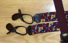 Made in England Mens Suspenders 100% Silk Multi Color Brown Leather NWOT  T-#353