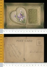 V1893] VALENTINE SAN VALENTINO - CARTOLINA A SISTEMA CON SETA E DIPINTA A MANO