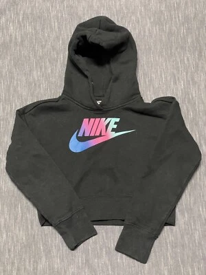 Nike Crop Top Hoodie Sweatshirt Pullover Girls Size M Colorful Logo - Image 1 of 4