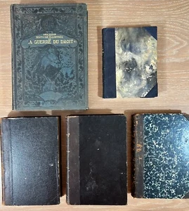 Lot of 5 Antique Vintage Books Distressed Old Library Decor 4 French & 1 Danish - Picture 1 of 7