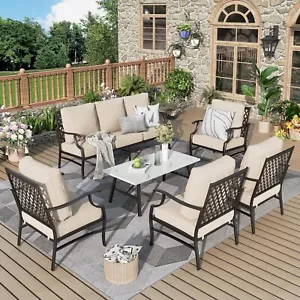 Patio Furniture Sets 6-Pieces Outdoor Sectional Sofa Conversation Sofa W/ Table - Picture 1 of 8