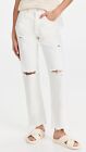 SOLD OUT NWT Moussy Vintage Distressed Odessa Wide Straight White Jeans-Size 27