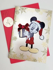 Papyrus 3D Mickey Mouse & Geschenk Glitzer Gemmed Weihnachtskarte mit Umschlag - Bild 1 von 7