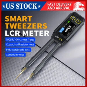 FNIRSI LCR-ST1 Smart Tweezer LCR SMD ESR Tester Ohm Capacitance Diode Test USA. - Picture 1 of 17