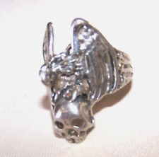 Harley Rider Silver Tone Skull Winged Creature Ring size 12-1/2