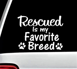 Calcomanía de rescate de cachorro gato gatito raza favorita rescatada para ventana de coche - Imagen 1 de 8