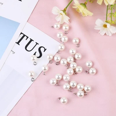  50 Stück Simulierte Perle Anhänger Augenschrauben Halbes Loch DIY Schmuck - Bild 1 von 4