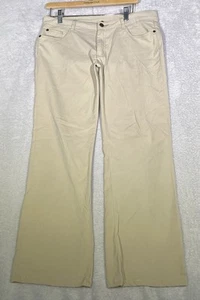 Prana Pants Women’s Size 10 (34X30) Beige Tan Chino 5 Pocket Flare Leg Low Rise - Picture 1 of 11