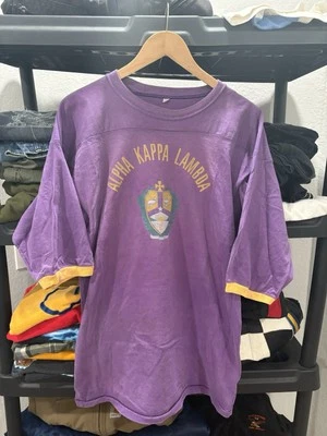 真正复古 60 年代兄弟会运动球衣衬衫 Alpha Kappa Lambda 希腊生活 — 第 1/4 张图片