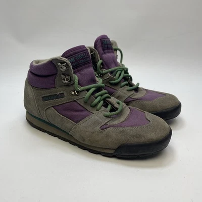 Vintage Merrell Light Traveler Green / Purple Leather Hiking Boots Wom Size 10 - Image 1 of 4