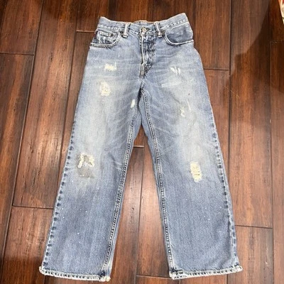 Pantalones de mezclilla rectos para niños Abercrombie vintage Y2K desgastados adornados talla 8 Foto 1 de 4
