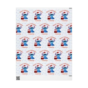 Stitch Merry Christmas Wrapping Paper Personalized Name Gift Wrap  - Picture 1 of 24