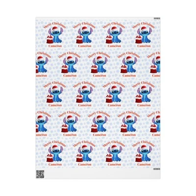 Stitch Merry Christmas Wrapping Paper Personalized Name Gift Wrap  - Image 1 of 4