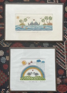 Two Original Enrico signed SERIGRAPH Mexico love rainbow animals El Amor LGBTQ - Picture 1 of 9