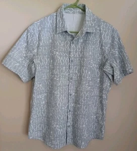 Lululemon Airing Easy Button Up Camp Shirt Mens Medium Gray Geometric Print - Picture 1 of 6