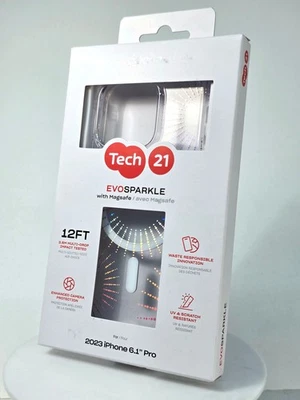 Lot of Tech21 EvoSparkle MagSafe Cases for iPhone 15 Pro - Lunar Clear - New - Image 1 of 4