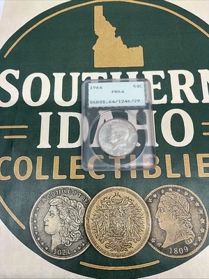 1964 PCGS PR64 Kennedy Half Dollar "Old Green Rattler Holder" - Image 1 of 3