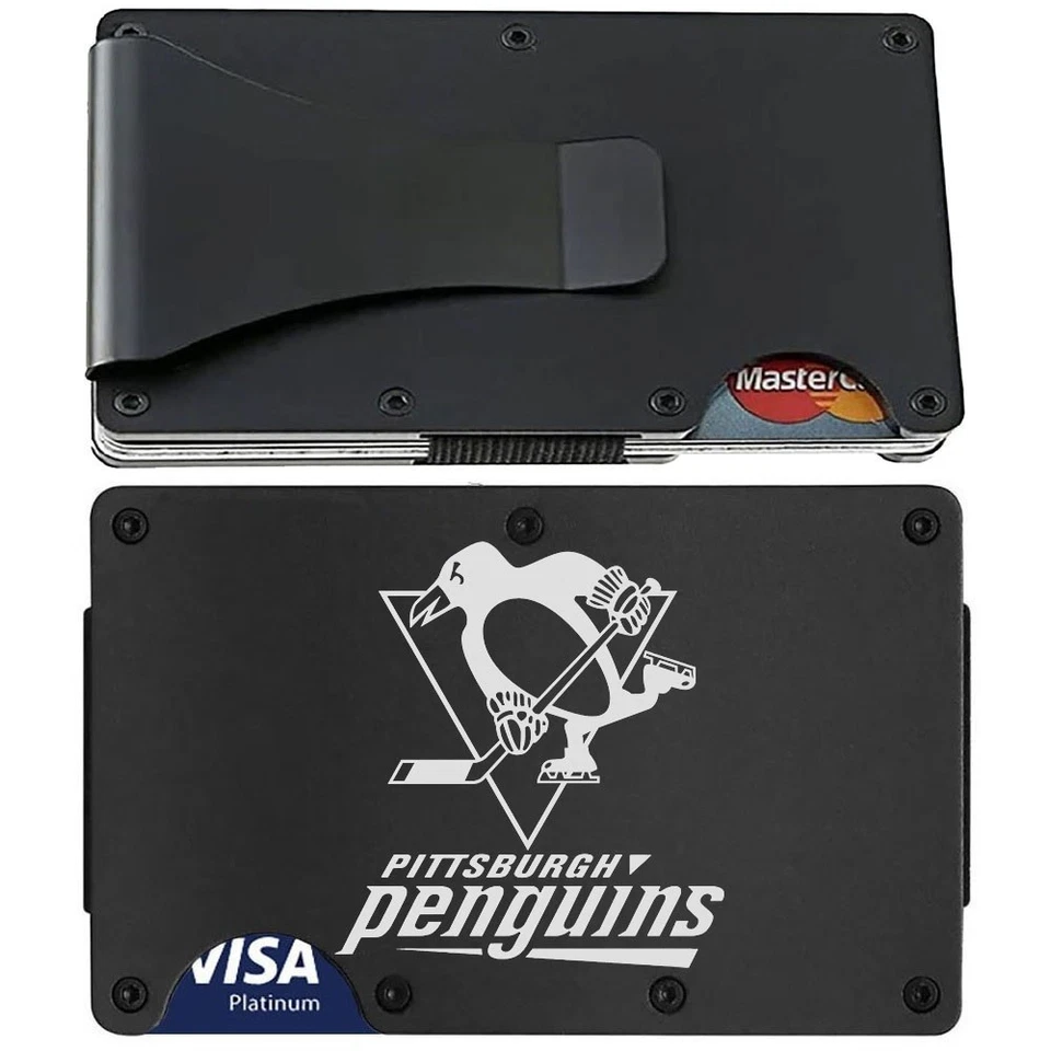 Pittsburgh Penguins Titanium Carbon Fiber RFID Blocking Wallet D7 - Image 1 of 4
