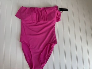 COSTUME DA BAGNO KATE SPADE New York Ruffle UNICO PEZZO FASCIA rosa piccolo NUOVO - Foto 1 di 3