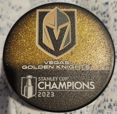 Vegas Golden Knights 2023 Stanley Cup Champions Gold Puck - Image 1 of 2