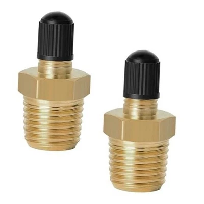 Adaptadores de inflador de aire de latón de 2 piezas, 1/4 NPT (M) a vástago de válvula Schrader estándar Foto 1 de 4