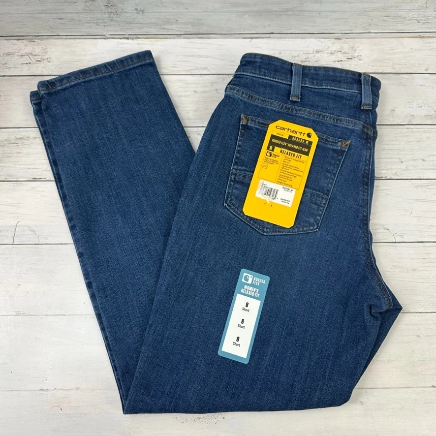 Carhartt Rugged Flex Relaxed Fit Double-Front Jean Womens Sze 12 Short BD5110-W