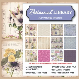 6x6 Botanische Bibliothek Karton Papier Block - 24 Blatt für Scrapbooking - Bild 1 von 2