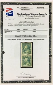 MOMEN: US # 390 LINE PAIR MINT OG NH (3 SCANS)  * PSE CERT *  SMQ $90 LOT #96145 - Picture 1 of 3