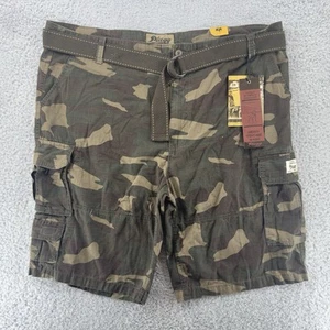 Plugg Men’s Cargo Shorts 48 Green Mud Camo Ripstop Flat Front Relaxed Pockets - Picture 1 of 6