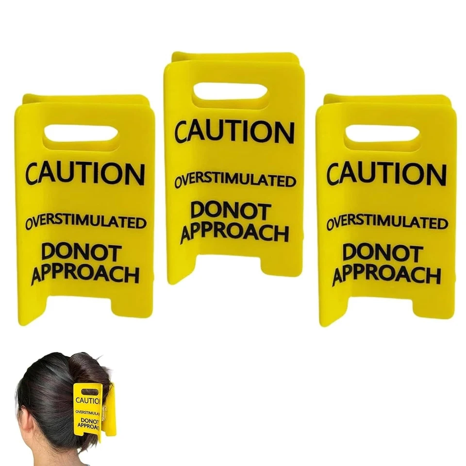 Señal de precaución de sobreestimulación clip de garra de cabello agarre fuerte pinzas para cabello grueso Foto 1 de 1