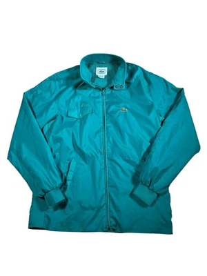 Vintage Izod Lacoste Jacket Medium Zipper Full Zip Pockets Nylon Teal Golf - Image 1 of 4