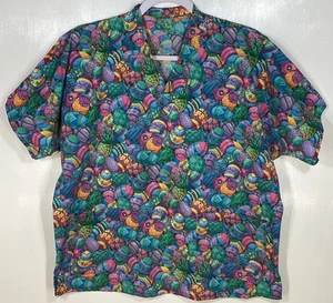 Blusa Médica de Pascua para Mujer Talla M Mediana Primavera Hermosa Decorada Huevos Azul Rosa - Imagen 1 de 3