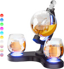 Prezenty dla mężczyzn Tata, 30,4 uncji Whiskey Globe Zestaw karafki z 7 kolorowym światłem RGB, U