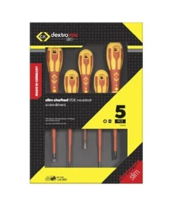 C.K VDE INSULATED SCREWDRIVER SET T49283D 5Pcs Pozidriv & Slotted, Slim Shaft - Picture 1 of 3