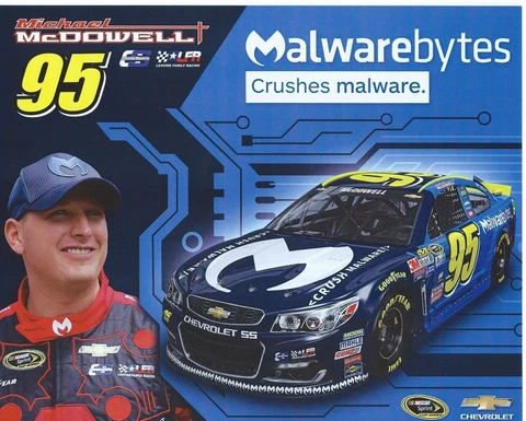 2016 MICHAEL MCDOWELL "MALWAREBYTES" #95 NASCAR SPRINT CUP POSTCARD Cover