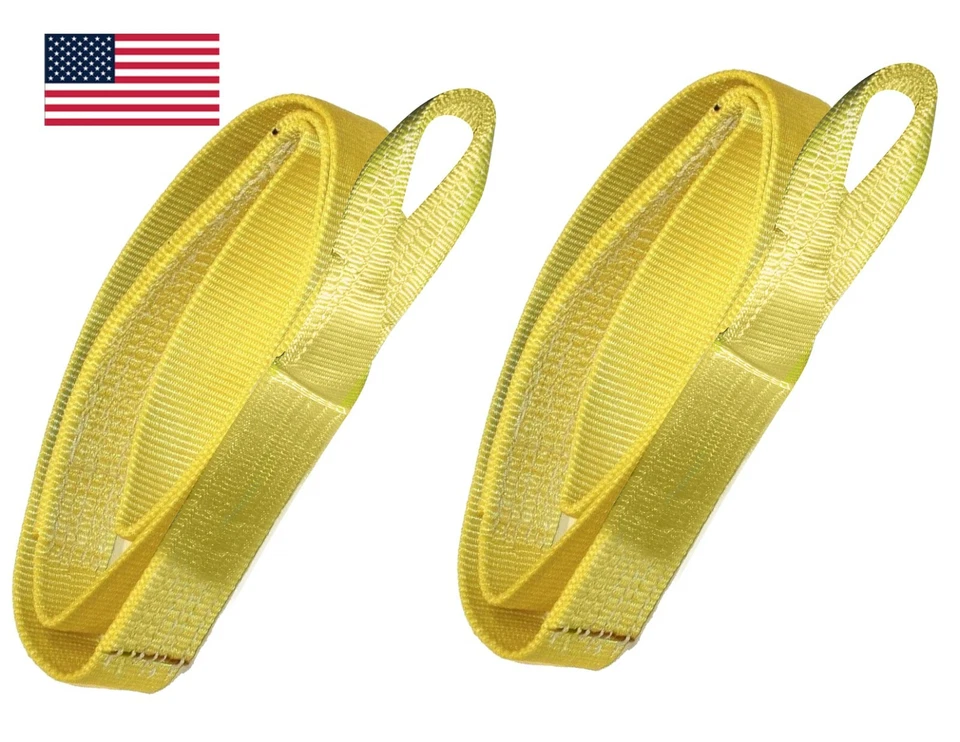 2 pack - 3" x 20' ft Nylon Lifting Sling Eye & Eye Web Rigging Crane USA