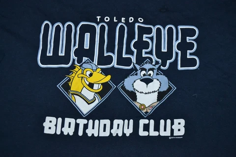 Toledo Walleye ECHL Hockey Kids T Shirt Youth Large Spike Mascot Birthday Minors Cover