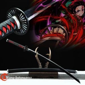 Espada Cazadora de Demonios 鬼滅之刃 Tanjiro Afilada Real Japonesa Samurai Katana 1060 Acero - Imagen 1 de 9