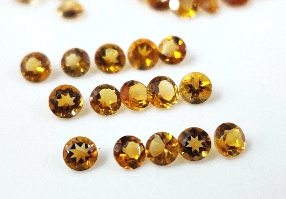 Natural AAA Golden Citrine Round Cut 3mm For Jewelry Making Loose Gemstone Lot - Image 1 of 4