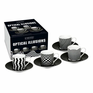 Könitz espresso cups set of 4 Optical Illusions, mug, porcelain, white, 85 ml - Picture 1 of 5